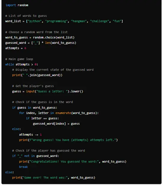 Hangman Python Coding Game for Kids 